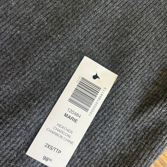 Aritzia Marie top sweater charcoal gray xxs 2xs boatneck boat neck rib ribbed xs - Picture 7 of 14